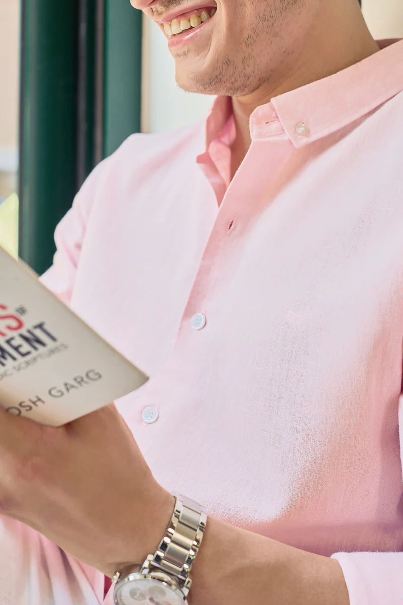 Arctic Pink Linen Blend Essential Shirt