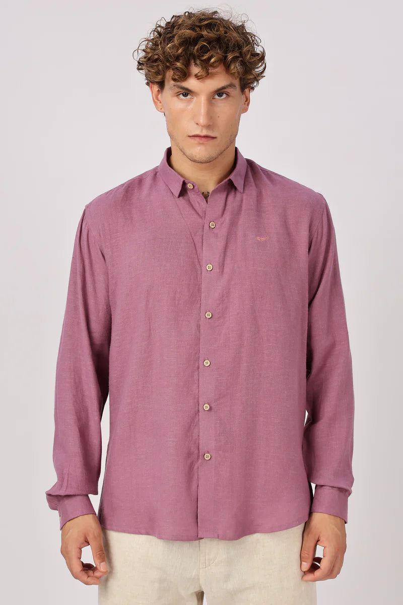 Mauve 100% Linen 60s Lea Shirt