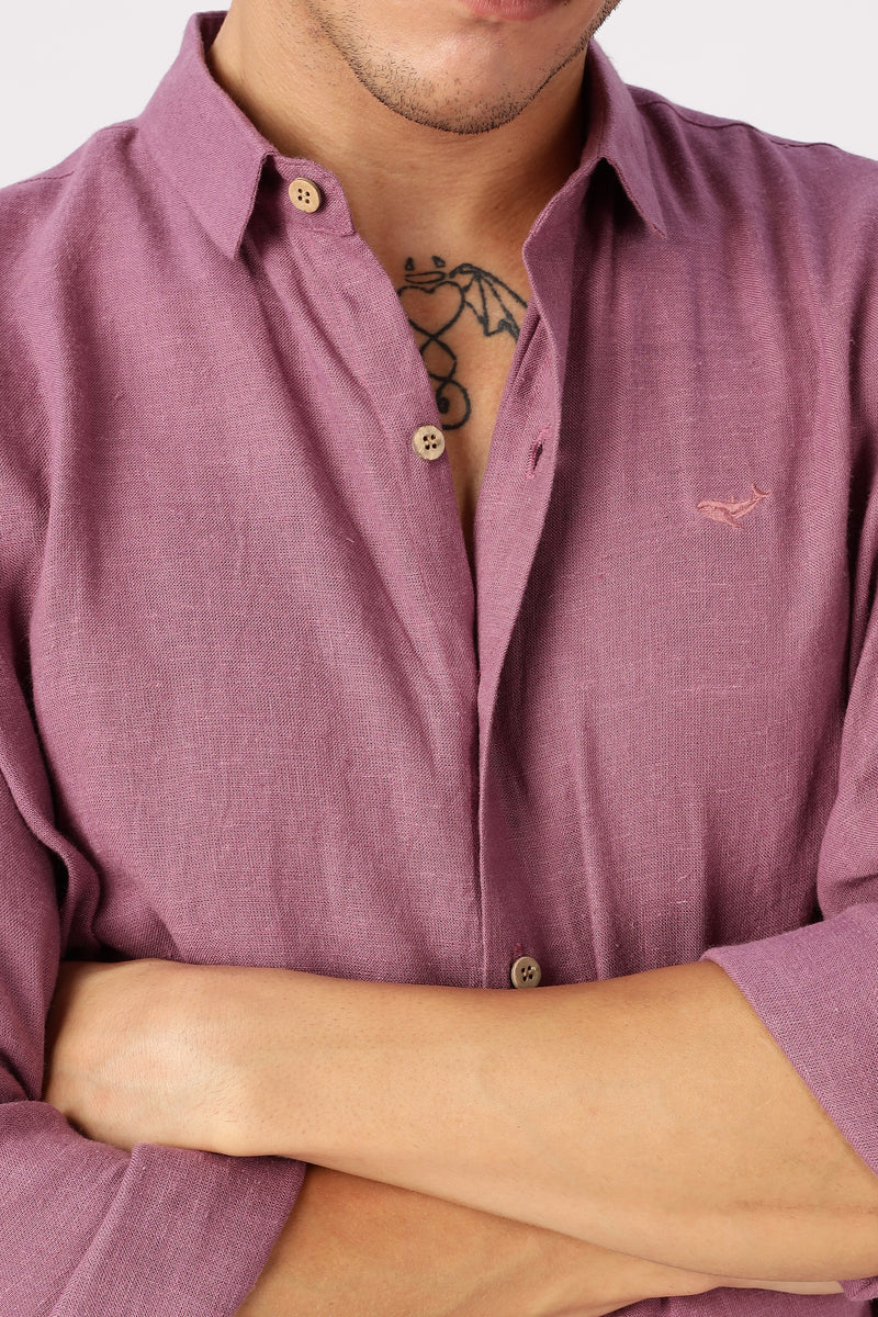 Mauve 100% Linen 60s Lea Shirt