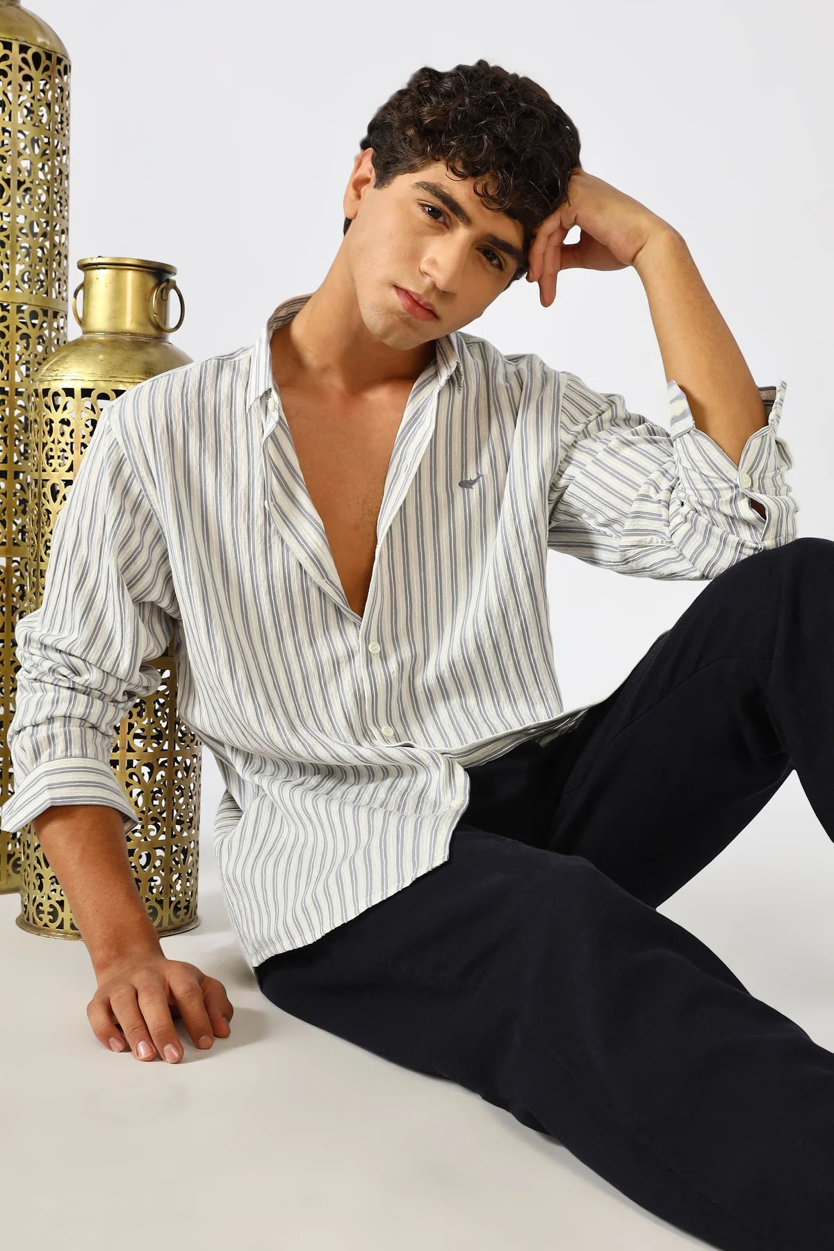 Ocean Hues Striped Seer Sucker Essential Shirt