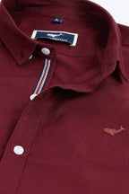 Bordeaux maroon Pre-washed Oxford Shirt