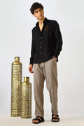 The Crest of Leisure Black Embroidery Shirt