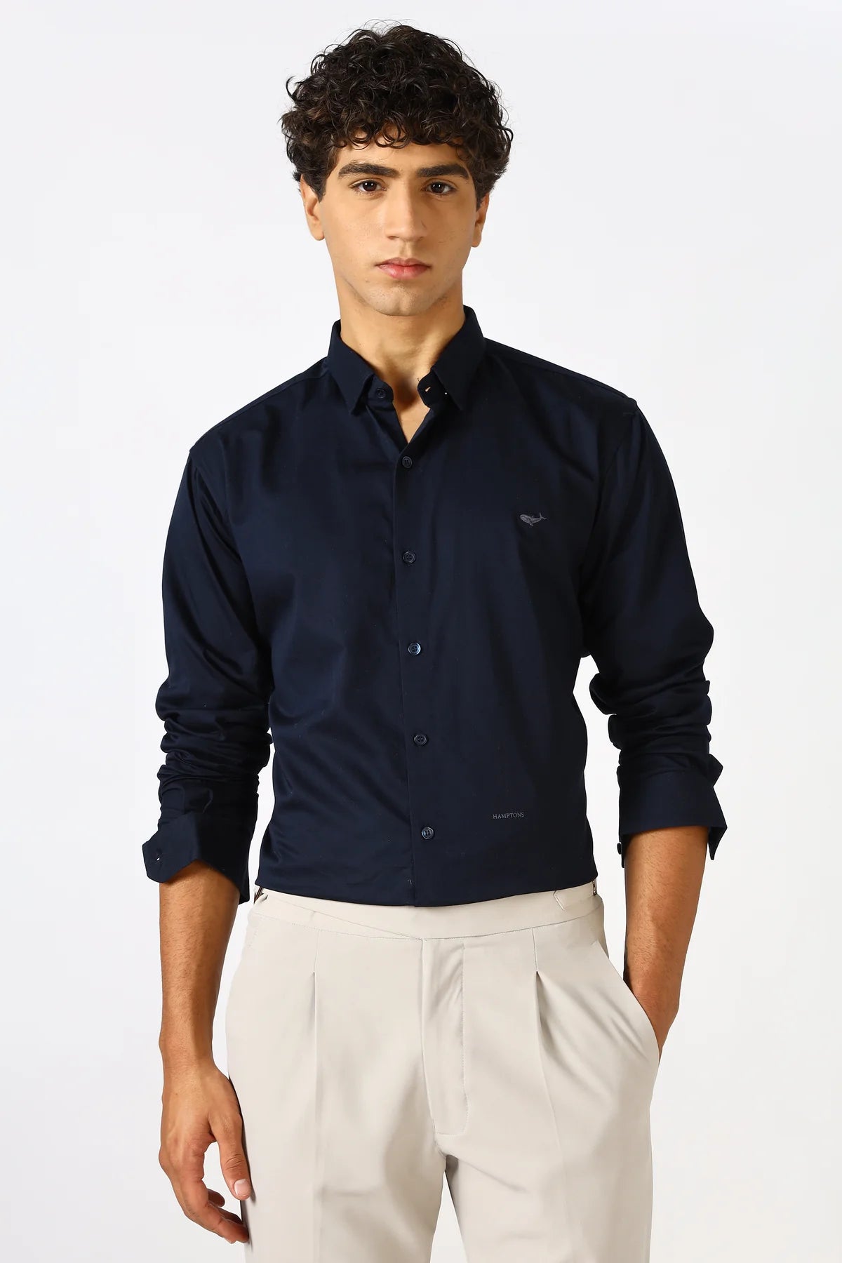 Deep Indigo Cinematic Satin 100% Giza Cotton Shirt
