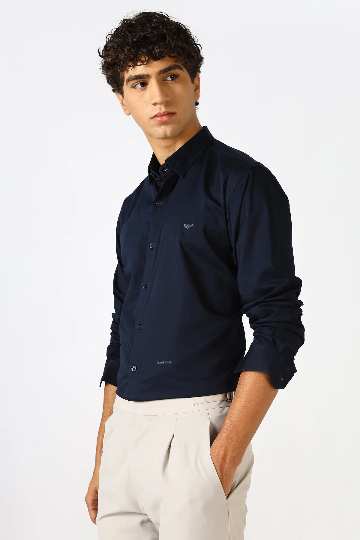 Deep Indigo Cinematic Satin 100% Giza Cotton Shirt