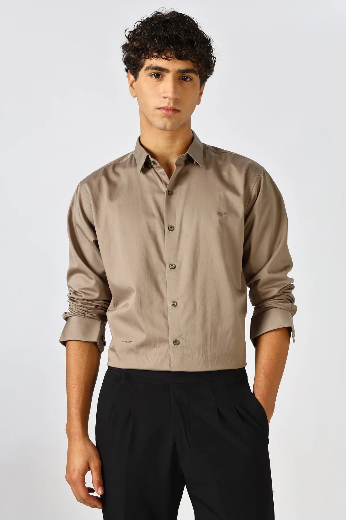 Mink Beige Cinematic Satin 100% Giza Cotton Shirt