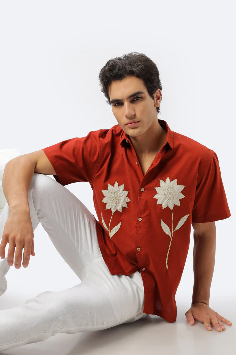 Blossoms of Solar Floral Embroidered Shirt