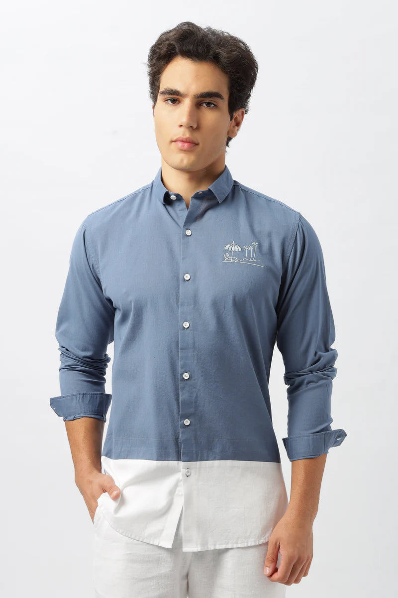 Coastal Serenity: Beach Embroidered Shirt