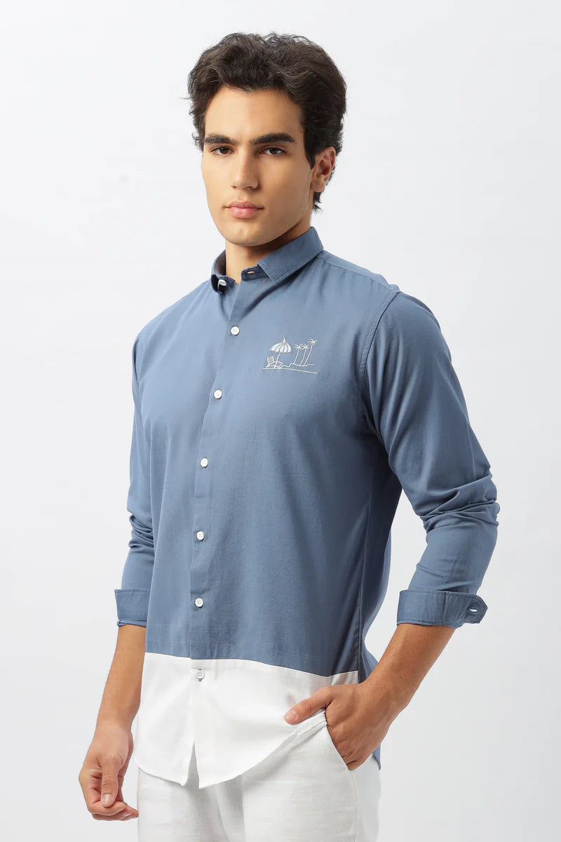 Coastal Serenity: Beach Embroidered Shirt