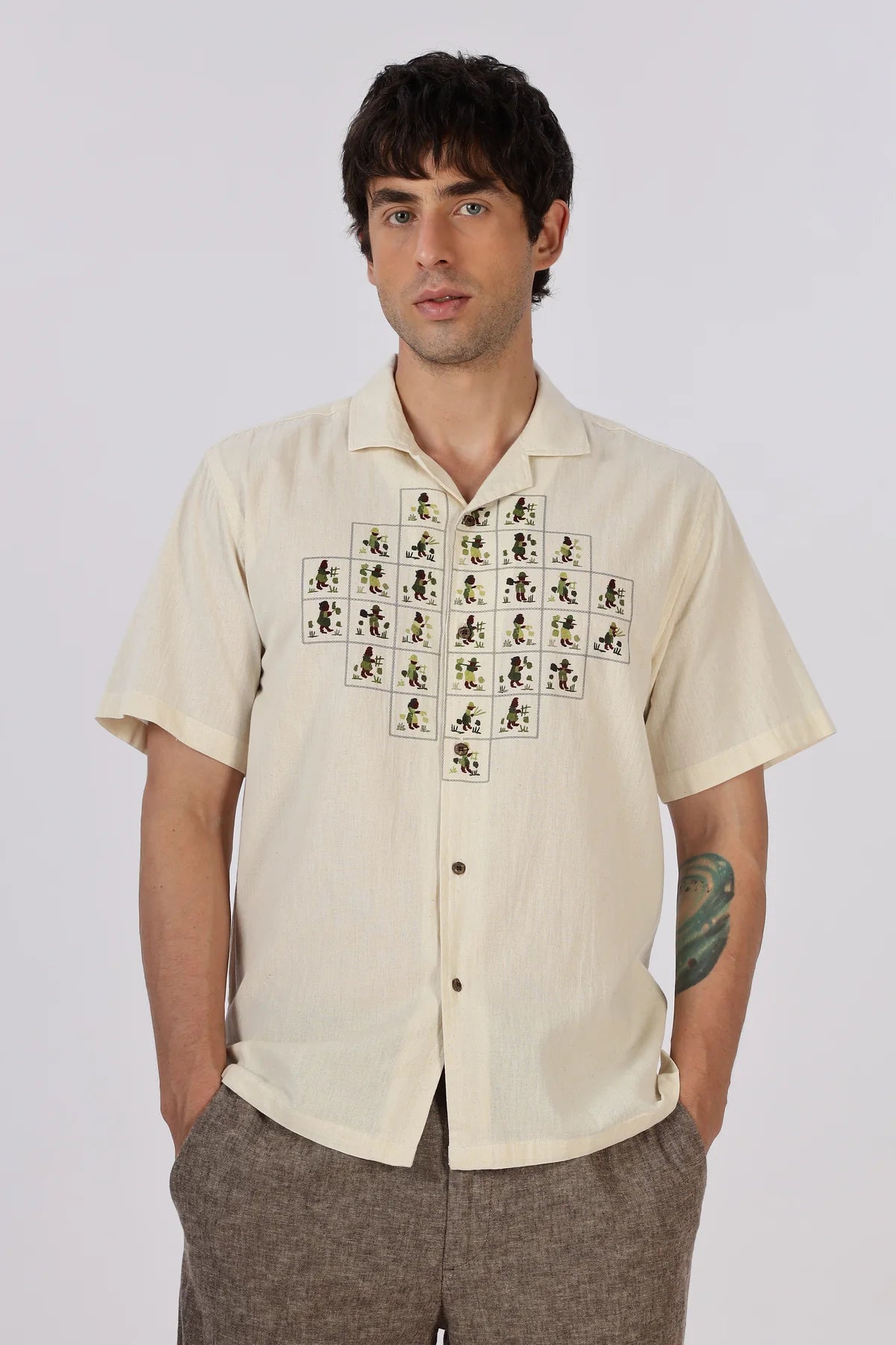Atlas Mosaic Printed Cuban Collar Shirt