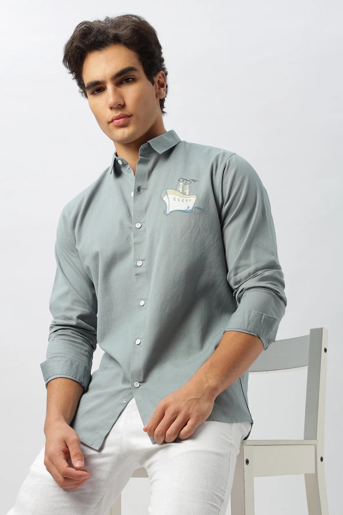 Ocean Voyage: Shirt with Nautical Embroidery