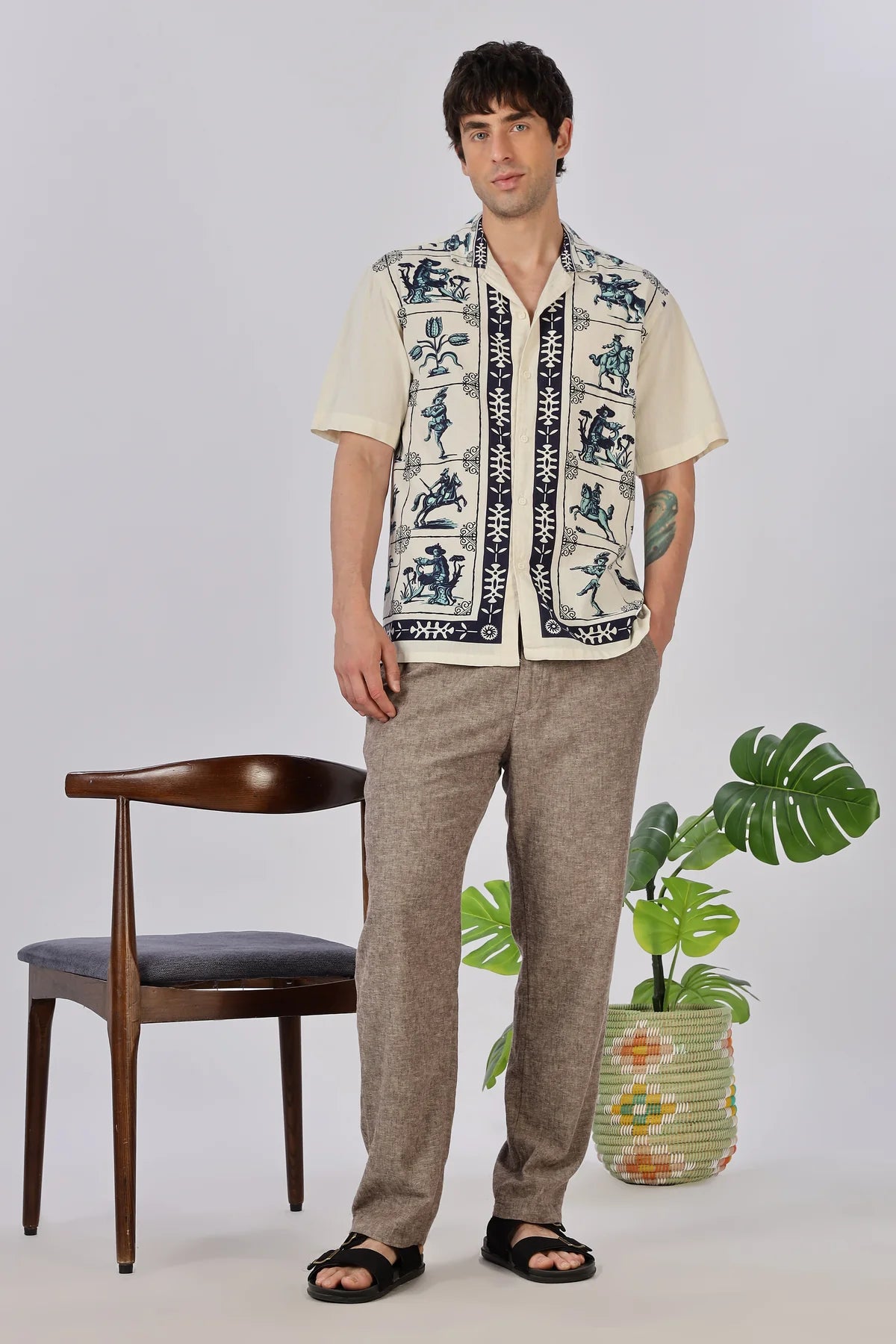 Heritage Rider Printed Cuban Collar Shirt