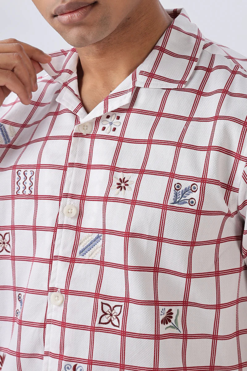 Grid & Glyphs Embroidered Shirt