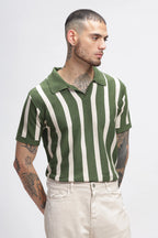 Summer Green Stripes Old Money Polo