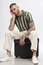 Summer Green Stripes Old Money Polo