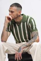 Summer Green Stripes Old Money Polo