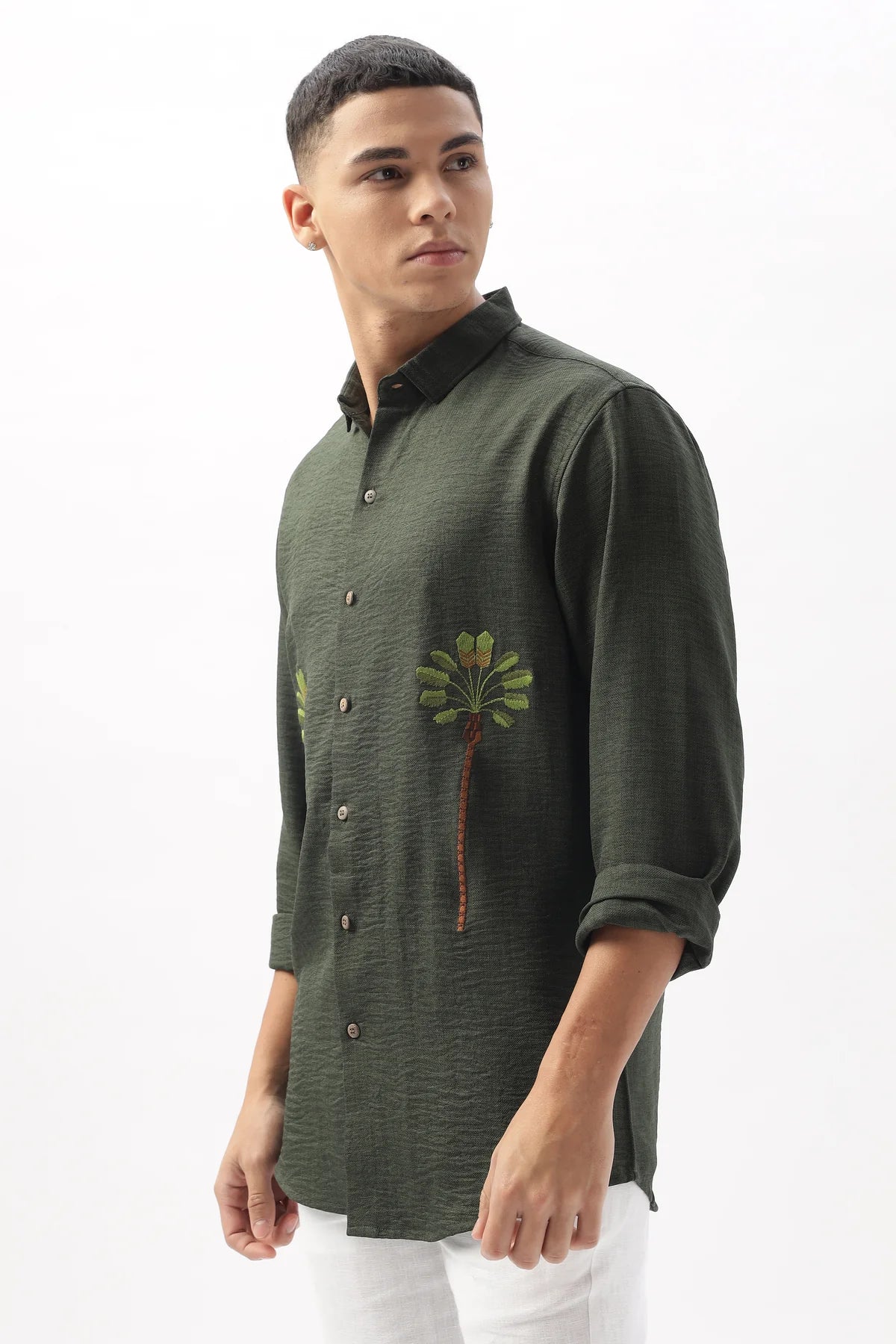 The Palm Green Embroidery Shirt