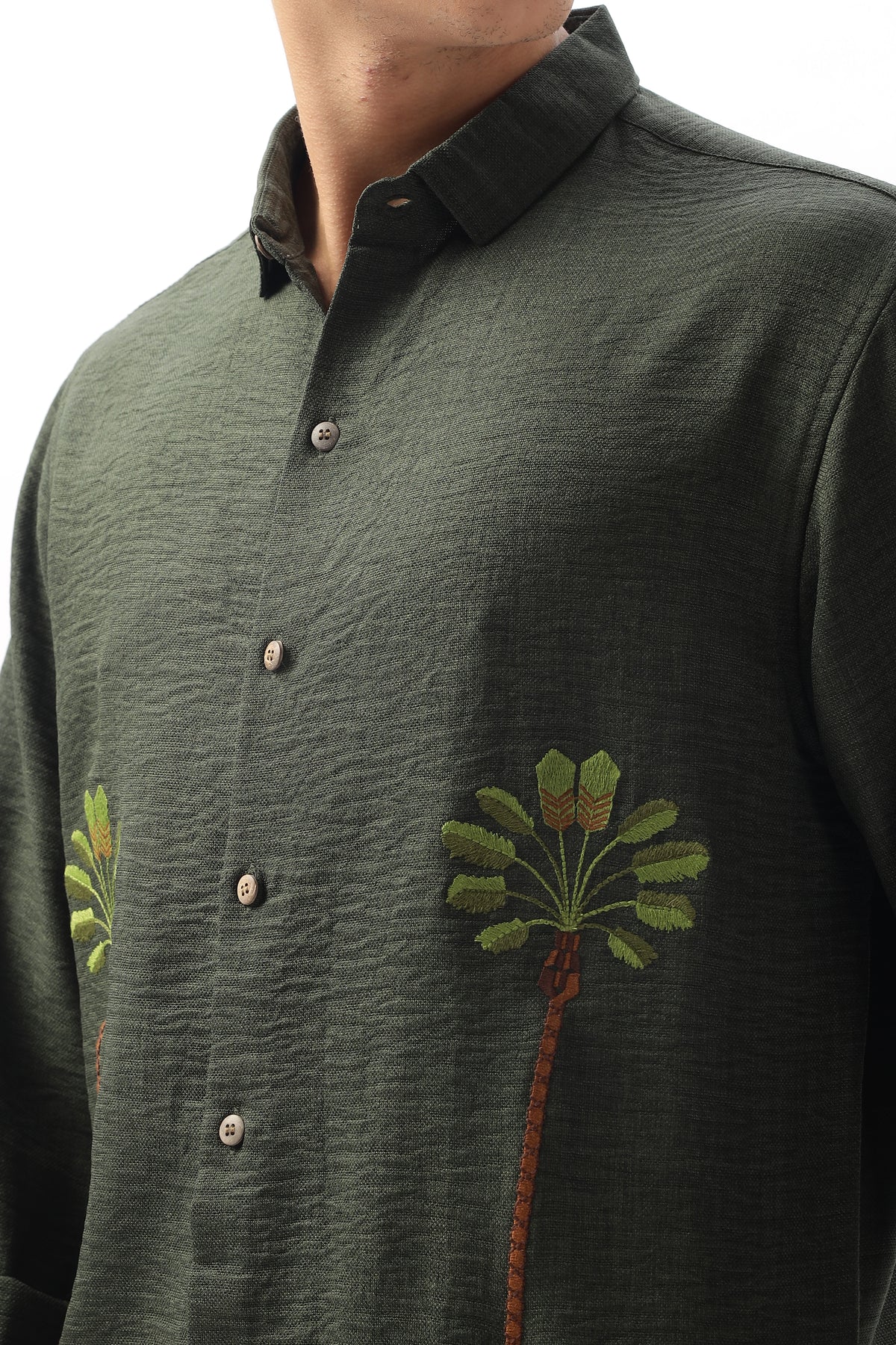 The Palm Green Embroidery Shirt