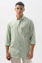 Humming(Way) Birds Vienna Green Embroidery Shirt