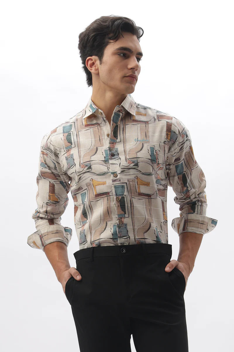 Picasso Heritage Abstract Printed 100% Cotton Shirt