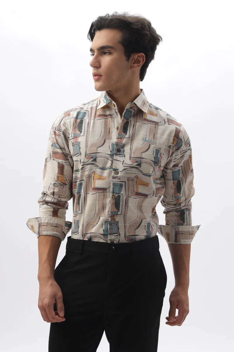 Picasso Heritage Abstract Printed 100% Cotton Shirt