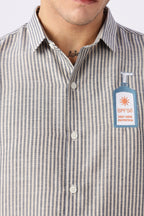 Certified Sunblocker Embroidery Striped Shirt