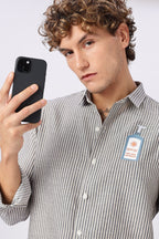 Certified Sunblocker Embroidery Striped Shirt