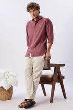Arctic Reindeer Pink Embroidered Shirt