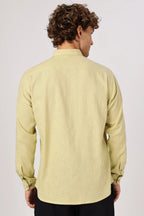Fresh Pistachio 100% Cotton Mock-Linen Essential Shirt