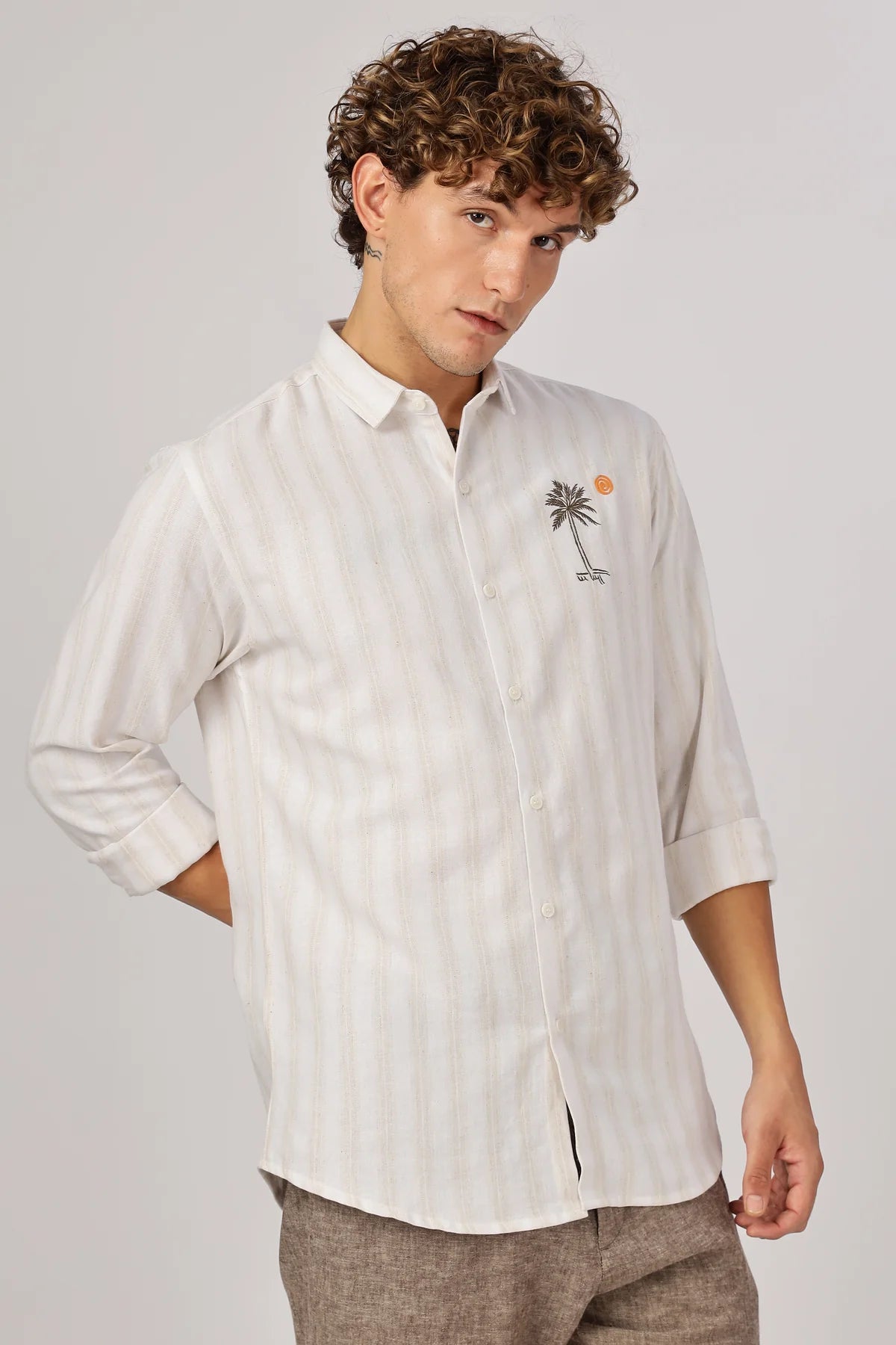 Sunny Side Up Embroidery Stripes Shirt