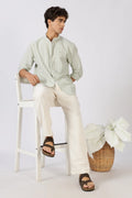 Seagrass Stripe Mandarin Collar Shirt