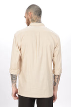 Cavallo Beige Full Sleeves Embroidery Shirt