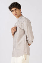 Harbor Stripe Mandarin Collar Shirt