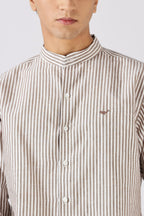 Harbor Stripe Mandarin Collar Shirt