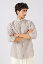 Harbor Stripe Mandarin Collar Shirt