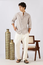 Harbor Stripe Mandarin Collar Shirt