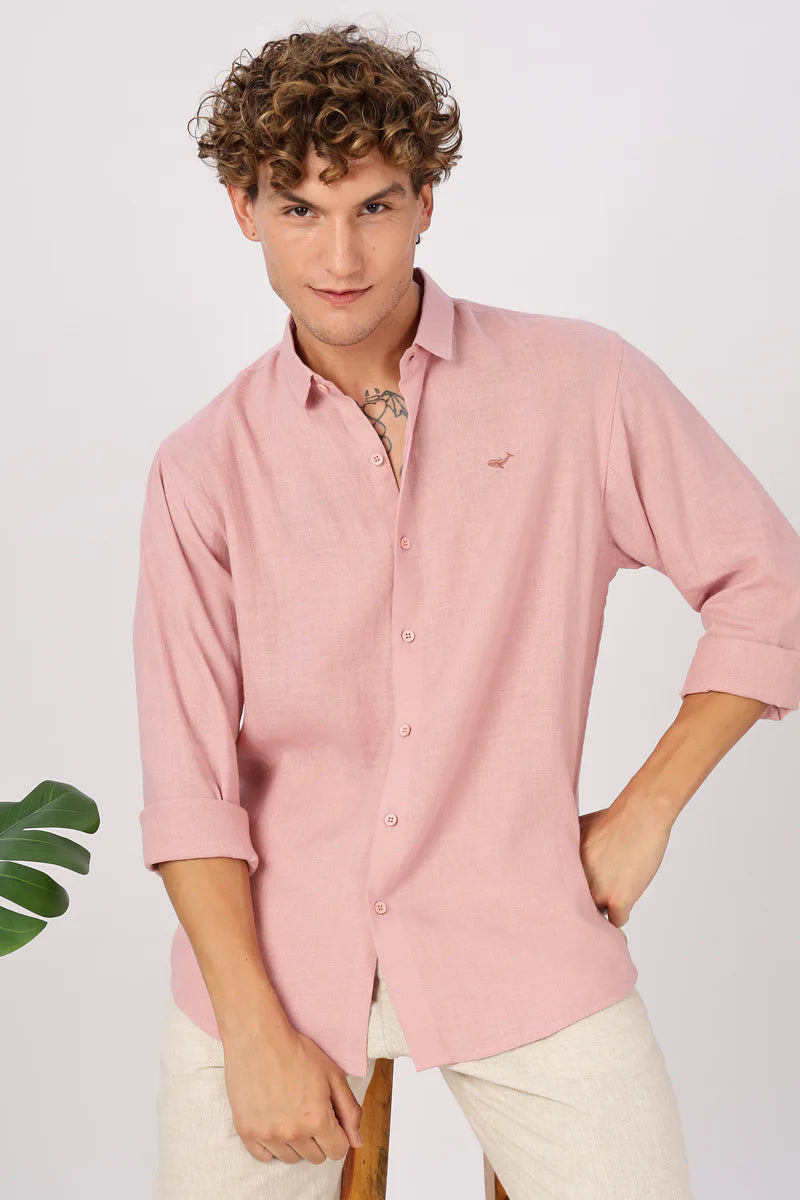 Pink 100% Linen 60s Lea Shirt