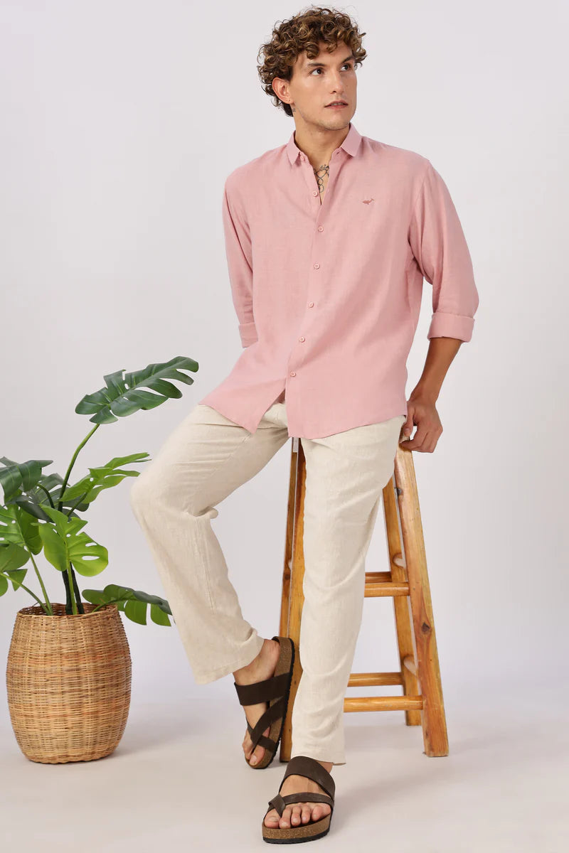 Pink 100% Linen 60s Lea Shirt