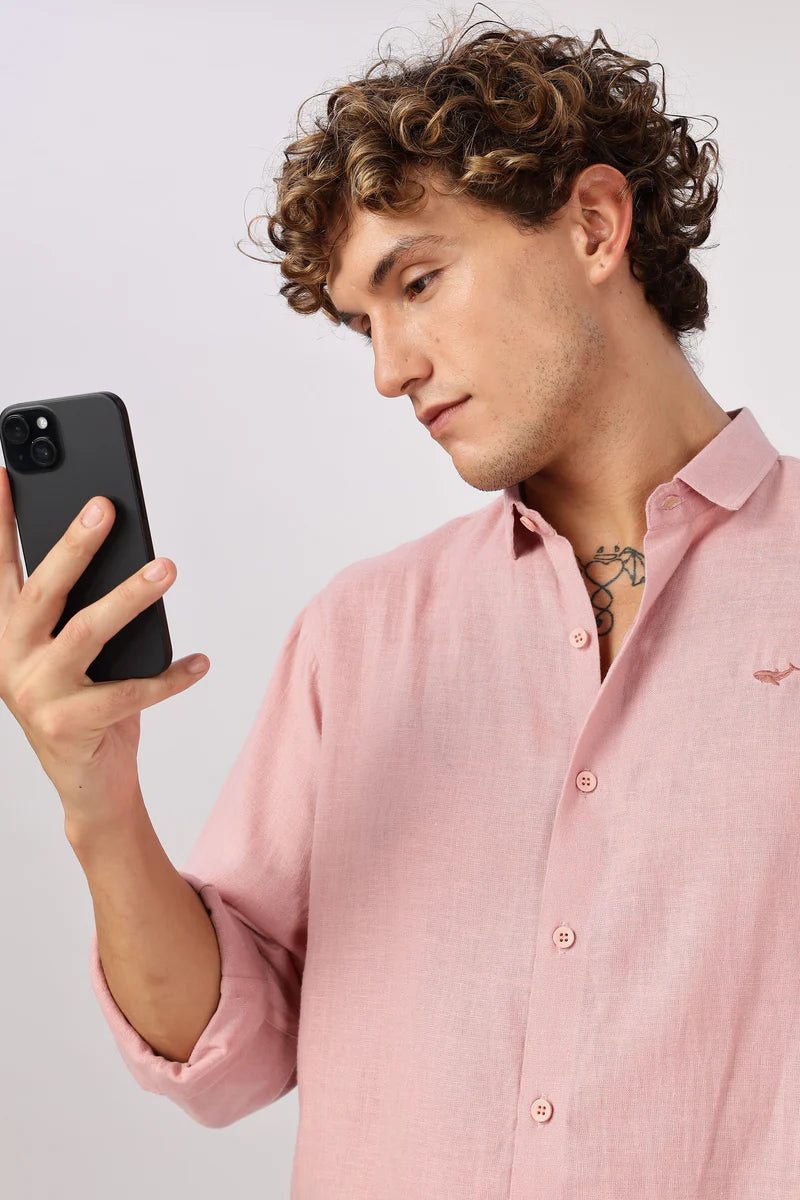 Pink 100% Linen 60s Lea Shirt