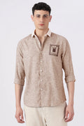Italia Stamp Cotton Regular Fit Brown Embroidered