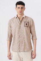 Italia Stamp Cotton Regular Fit Brown Embroidered