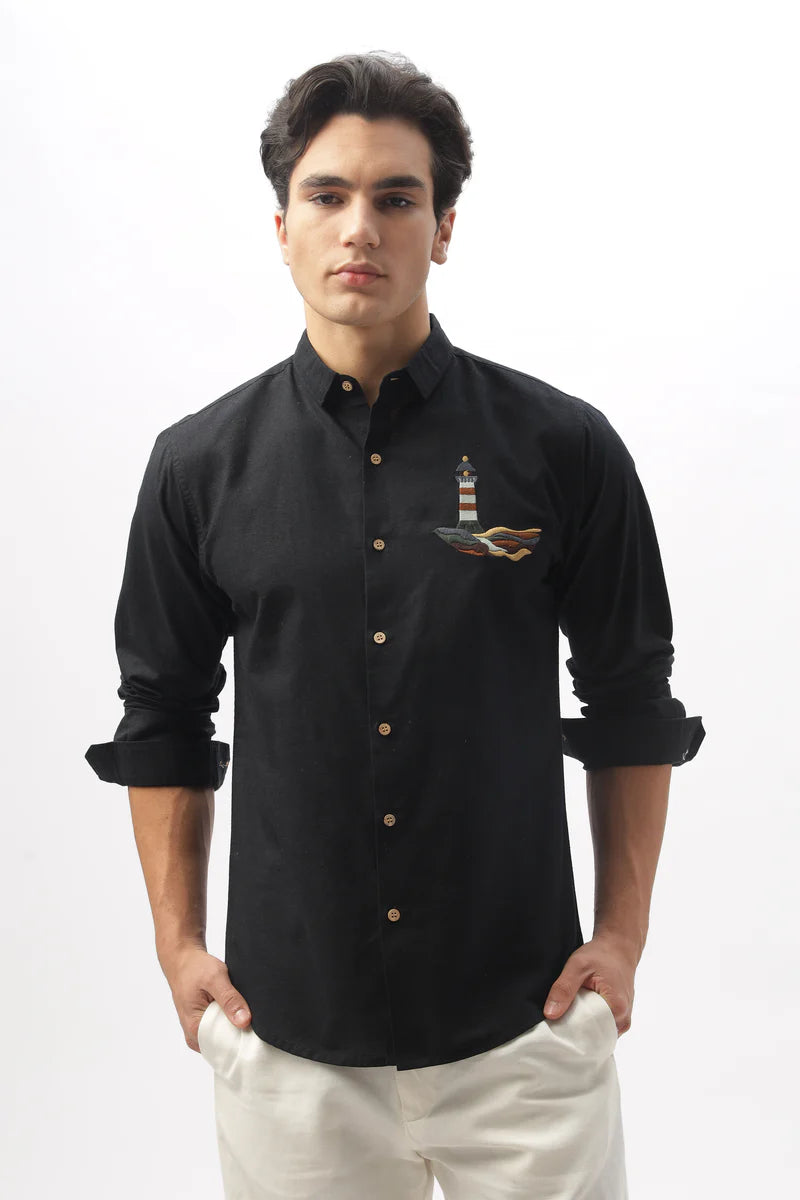 Lighthouse 100% Cotton Embroidery Shirt