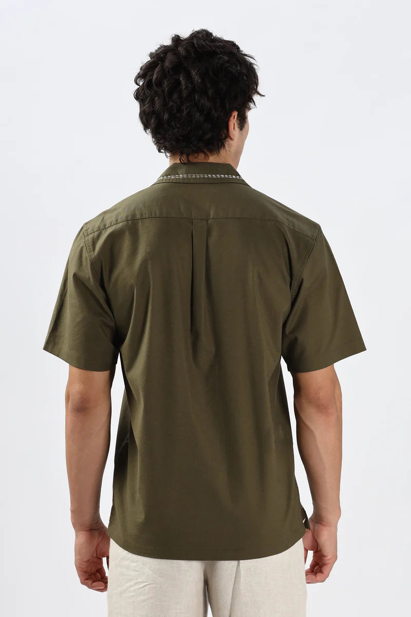Oslo Olive Green Pottery Embroidery Shirt