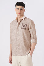 Italia Stamp Cotton Regular Fit Brown Embroidered