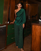 Bottle Green Co-ord - One Shoulder Top