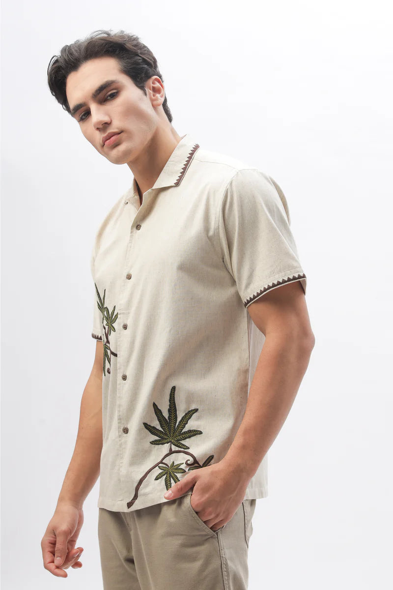 Cannabis Sativa Intricate Embroidery Shirt