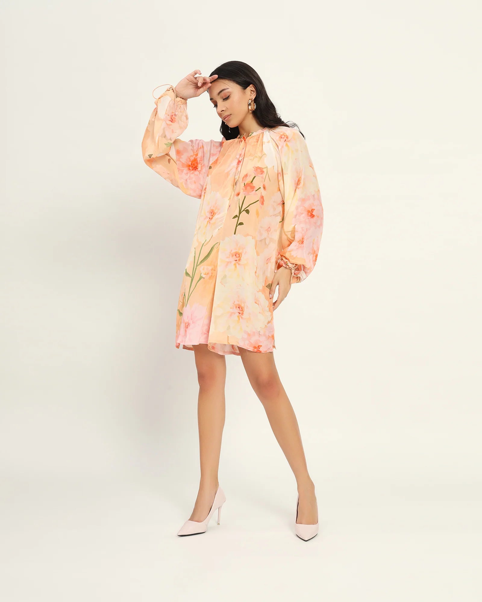 Peach floral floral dress