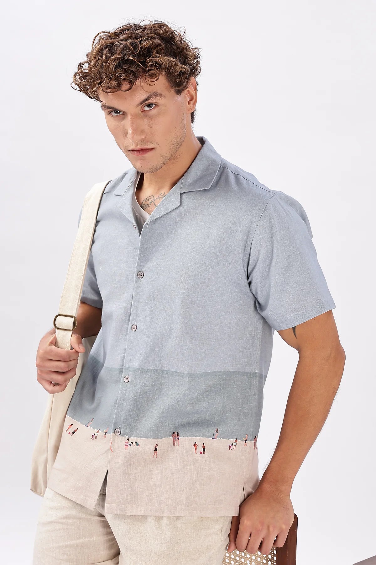 Postcard Silence Cuban Collar Beachscape Shirt