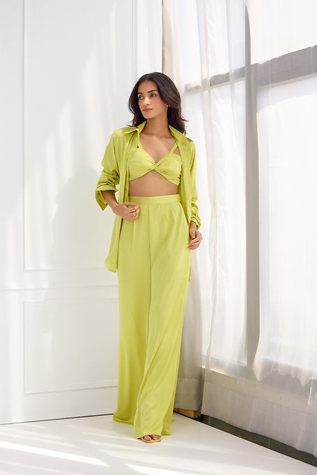 Lime Satin Co-ord