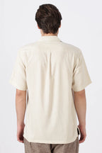 Desert Caravan Cotton Box Fit Beige Printed Shirt
