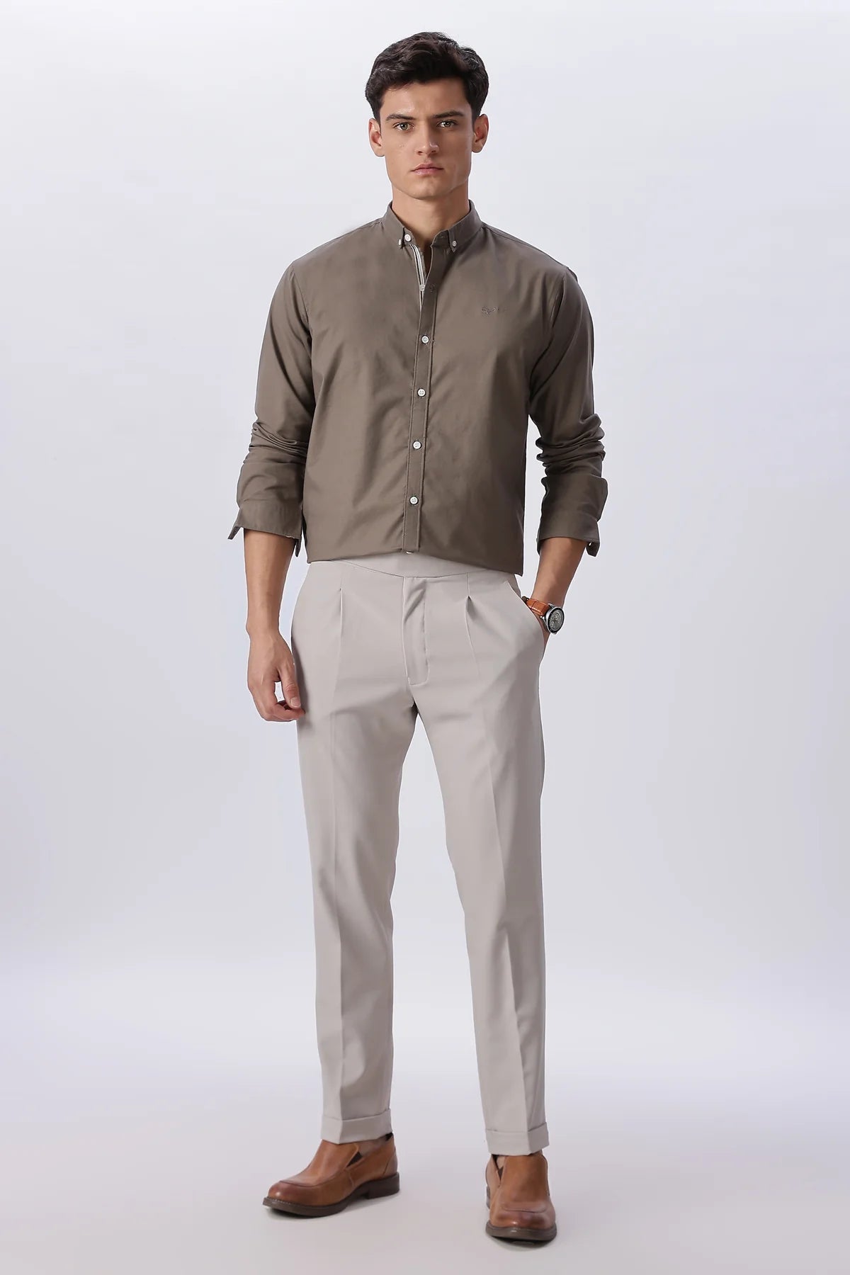 Granada Olive Pre-washed Oxford Shirt